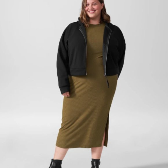 NWT Universal Standard Lexi Rib Maxi Dress L Olive - Picture 2 of 4